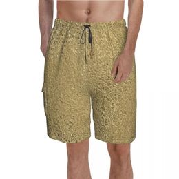 Men's Shorts Gold Faux Metallic Print Board Golden Glitter Men Funny Short Pants Printing Plus Size Swim TrunksMen's