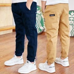 INS boys pants 4-13 years old cotton Korean casual pants children spring and autumn trousers Splicing large pockets LJ201127