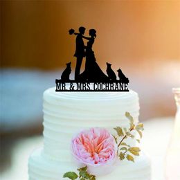 Custom Mr&Mrs wedding cake topper with dogs Personalized Bride And Groom Cake Topper with dogs Pets Wedding Anniversary Decor D220618