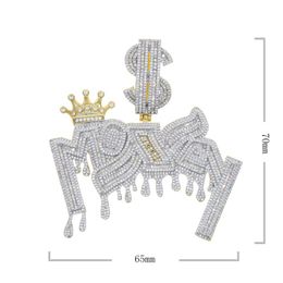 Chains Iced Out Sparking Bling Cz Paved MONEY Letters Pendant Men Boy Crown Dollar Sign Charm Fashion Necklace Hip Hop JewelryChains