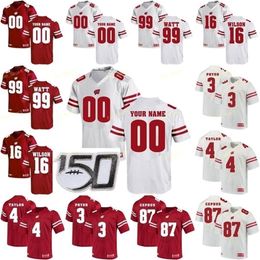 Thr Custom Wisconsin Badgers College Football Jerseys 12 Alex Hornibrook 14 Nakia Watson 16 Russell Wilson Men Women Youth Stitched