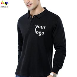 Customised DIY Lapel Long Sleeve Polo Shirt Design Your Team Name Text Men s and Women s Casual Tops 220614