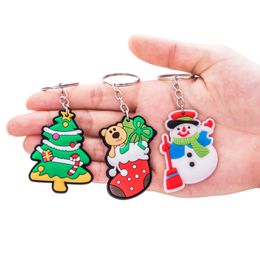 Cartoon Santa Claus Key Rings Couple Key Pendant for Christmas Gifts PVC Rubber Keychain Promotion Gift Wholesale Factory Price
