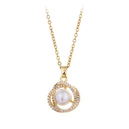 Collana di perle con pendente geometrico in acciaio inossidabile di alta qualità Gioielli in stile INS