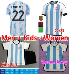 Argentina soccer Jersey 2022 2023 DYBALA AGUERO Maradona Lautaro MARTINEZ football shirt 21 22 23 OTAMENDI di maria DE PAUL maillots Women Men Kids sets uniform mykit