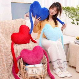 XCm Long Arms Heart Shaped Plush Pillow Cuddle U Colourful Hearts Room Decor Valentine's Day lover Creative Gift J220704