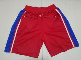 2022 Team Baseketball Shorts City 76 Red Running Sports Clothes With Zipper Pockets Size S-XXL Mix Match Order High Quality Just Done