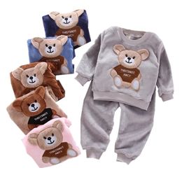 Autumn Winter Flannel Pyjamas born Clothes Baby Boy Set For Girls Clothing Toddler Plush Suit Casual Kids Homewear 220714