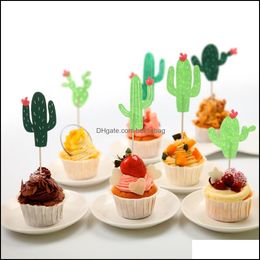 Other Festive Party Supplies Home Garden Ll 24Pcs Hawaii Style Cake Decorating Topper Cupcake Toppers Too Otfna