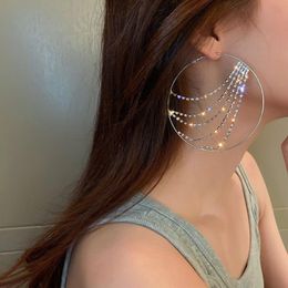 Hoop & Huggie Geometric Pendent For Girls Tassel Crystal Round Stud Earrings Ear Jewellery Korean Dangle Women EarringsHoop