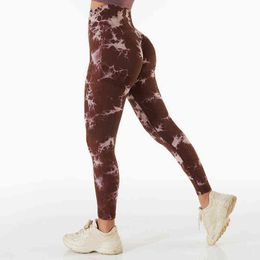 New Seamless Leggings Women Tie Dye Yoga Pants Gym Fiess Workout High Elasticity Sports Outdoor Running Long J220706