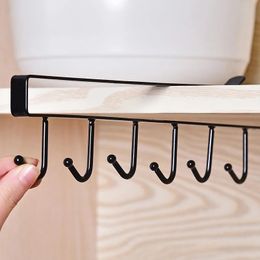 Hooks & Rails Iron 6 Storage Shelf Wardrobe Cabinet Metal Under Shelves Mug Cup Hanger Bathroom Kitchen Organiser Rack Holder