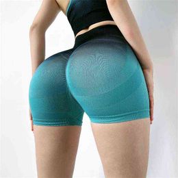 shorts with tights Canada - Sexy Yoga Outfits Women Shorts Gradual Color Seamless Sports High Waist Bicycle Slim Fit Tights 220429