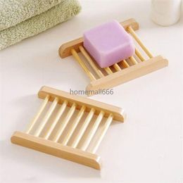 100PCS Bar Products Natural Bamboo Trays Wholesale Wooden Soap Dish Woodens Soaps Tray Holder Rack Plate Box Container for Bath Shower Bathroom AA