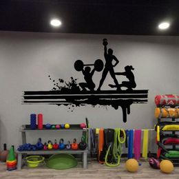 Wall Stickers Fitness Club Decor Decals Sports Gym Health Centre Sticker Muscle Dumbbell Decal Art P348
