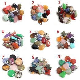 Mixed Shape Natural Stone Charms Cross Heart Star Pendant Healing Fashion Beads Wholesale Lot For Jewellery Making Charms Earring Gemstone