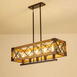 Pendant Lamps Retro Industrial Loft Solid Wood Chandelier Kitchen Dining Room Restaurant Lamp Vintage Ceiling Lighting FixturePendant