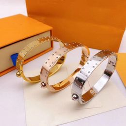 Diamond Fashion Designer Bangles Bracelets For Men Women Stainless Steel Bangle Gold Bracelet Jewelry 3 Color Bangles With Box