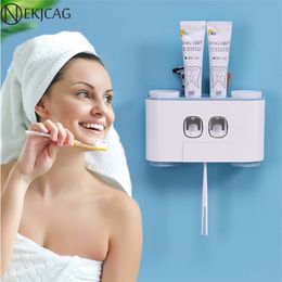 Toothpaste Toothbrush Rack Automatic Squeeze Toothpaste Suction Wall Type Home Pressing Extrusion Artefact Set T200801