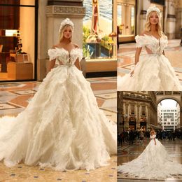 Charming Fairy Wedding Dress Sweetheart Beading Bridal Gowns Beaded Sash Crystals Tiered Ruffles Vintage Plus Size Robe de mariee