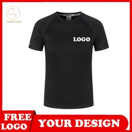 T shirt top 6 Colour custom short sleeved high end cotton flashing fabric quick drying round neck printing DIY brand text LS 220616