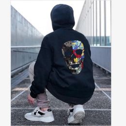 Men's Hoodies & Sweatshirts Design Men's Hoodie Plus Size 5XL Warm Hip-Hop Streetwear Rhinestone Heavy Craftsmanship Hoody Winter Pullov