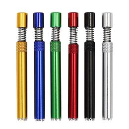 Mini Colourful Aluminium Alloy Spring Philtre Pipes Dry Herb Tobacco Cigarette Holder Catcher Taster Bat One Hitter Shark Gear Digger Smoking High Quality DHL Free