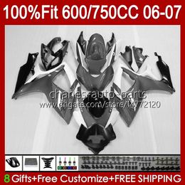 Injection Fairings For SUZUKI GSXR-750 GSXR-600 Silvery grey GSXR750 K6 GSXR600 06 07 Body 130No.128 GSXR 750 600 CC 750CC 600CC 2006 2007 GSX-R750 06-07 OEM Bodywork