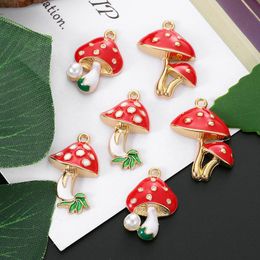 Charms 10Pcs Colourful Alloy Drop Oil Mushroom Flower Pendant Cute Plant Jewellery Making Earrings Necklace Accessories WholeChar2987