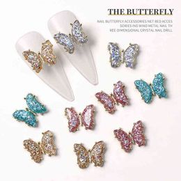 2022-10Pc Nail Crystal Holo Butterfly Decors Inlay Glitters Dazzling Holographic 3D Glass Butterflies DIY Manicure Access10*12mm Y220408