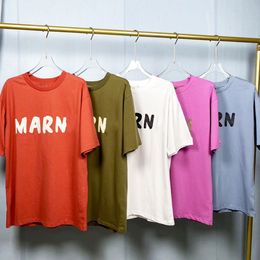 Summer Star with Hand-painted Simple Letter Printing T Shirt Loose Round Collar Leisure Short Sleeve Multi-color Letter T