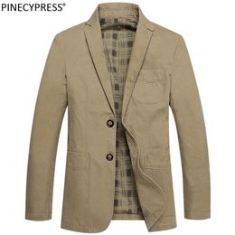 100% Cotton Men Suit Jacket Buttons Pockets Khaki Green Black Casual Street Wear Spring Autumn Male Outwear Slim Man Blazer 220527