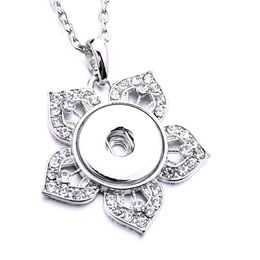Noosa Rhinestone 18mm Snap Button Necklace Silver Colour Link chain Necklaces For Women Ginger Snaps Buttons Jewellery D079