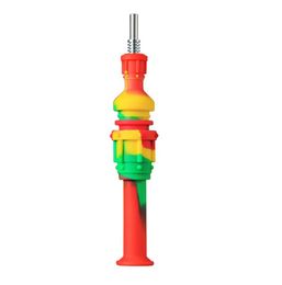 Hookah Colourful Silicone Nector Collector Kit With 10mm 14mm Titanium Nail Mini Glass Pipe Concentrate Dab Straw