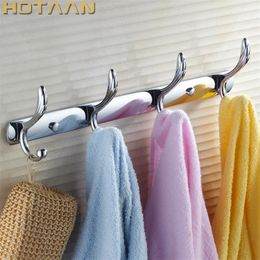 Multifunction Bathroom 15" wall mounted hook door 4 Hook Rack Hanger Hats clothes towel Chrome finishYT30014 T200717