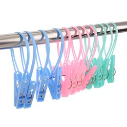 12pcs Hooks Windproof Clothespins Plastic Laundry Clip Portable Bra Socks Hanger hook quilt clothing clip Hanging Rope Clothes Peg 20220608 D3