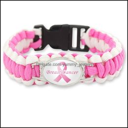 wholesale breast cancer bracelets Australia - Charm Bracelets Jewelry New Breast Cancer Fighter Awareness Women Yellow Ribbon Hope Wristbands Bangle For Men Fashion Outdoor Sports Drop D