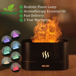 Kinscoter Aroma Diffuser Air Humidifier Ultrasonic Cool Mist Maker Fogger Led Essential Oil Flame Lamp Difusor 220719