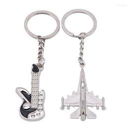 Keychains Metal Alloy Car Pendant Trinkets Creative Aeroplane Guitars Keychain Ornament Accessories Miri22