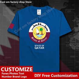State of Qatar Cotton T shirt Custom Jersey Fans DIY Name Number Tshirt High Street Fashion Hip Hop Loose Casual T shirt 220616