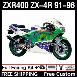 -Kit de cuerpo completo para Kawasaki Ninja ZXR 400 CC ZX-4R ZXR400 91 92 93 94 95 96 Cerecho 12DH.11 ZX4R 400CC ZX 4R ZXR-400 1991 1992 1993 1994 1995 ABS ABRA VERDE NEGRO NEGRO