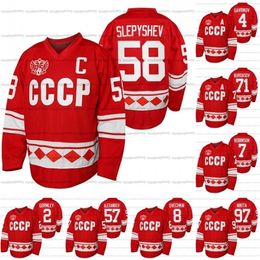 VipCeoA3740 Russia Hockey Classic CCCP Red 75th Anniversary Jersey Anton Slepyshev Vladislav Gavrikov Anton Burdasov Eric O'Dell Corban Knight Mat