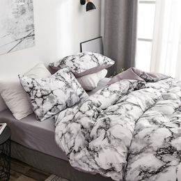 Quilted Sanding Duvet Cover Set Marble Duvet Cover&Pillowcase Bedding Set For Single Double Bed Bed Linen