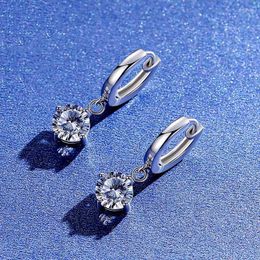 moissanite silver UK - Dangle & Chandelier Silver 4 1ct 2ct F Color Moissanite VVS1 Fine Jewelry Drop Earrings For WomenDangle DangleDangle