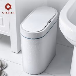 XiaoGui Smart Sensor Trash Can Electronic Automatic Household Bathroom Toilet Waterproof Narrow Seam Cubo Basura 220408