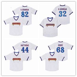 GChen37 Benchwarmers Jersey 32 Howie Goodman 68 Reedy 82 Richie Goodman 44 Matthews Stitched Man Pinstriped Baseball Jerseys