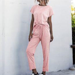 womens two piece sets spring summer 2020 casual body suit o neck short sleeve Jumpsuit casual suit womens sets clothing T200701