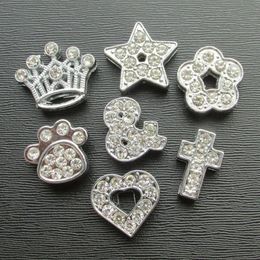 100pcslot Slide Charms Accessories Inlaid with Rhinestones Suitable for Pet Collars with Slide Bars 201101