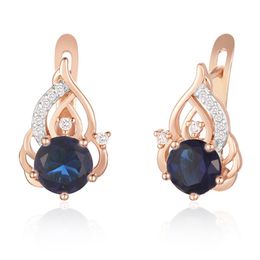 Dangle & Chandelier Fashion Jewellery Blue White Stone Women 585 Gold Colour Geometric Luxury Drop Earrings