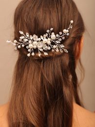 Headpieces Pearl Crystal Flower Brides Hair Combs Wedding Jewelry Fashion Bridal Headwear Party Prom Bride Tiara Headband
